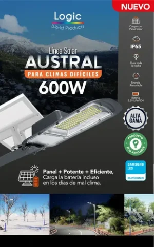 Luminaria peatonal solar Austral 600 W
