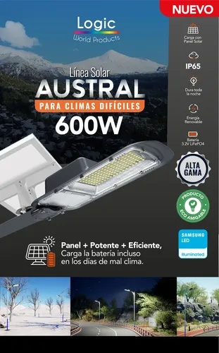 Luminaria peatonal solar Austral 600 W