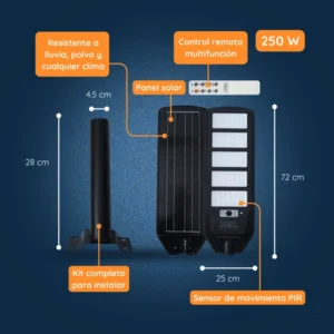 KIT Luminaria solar peatonal, 250 W